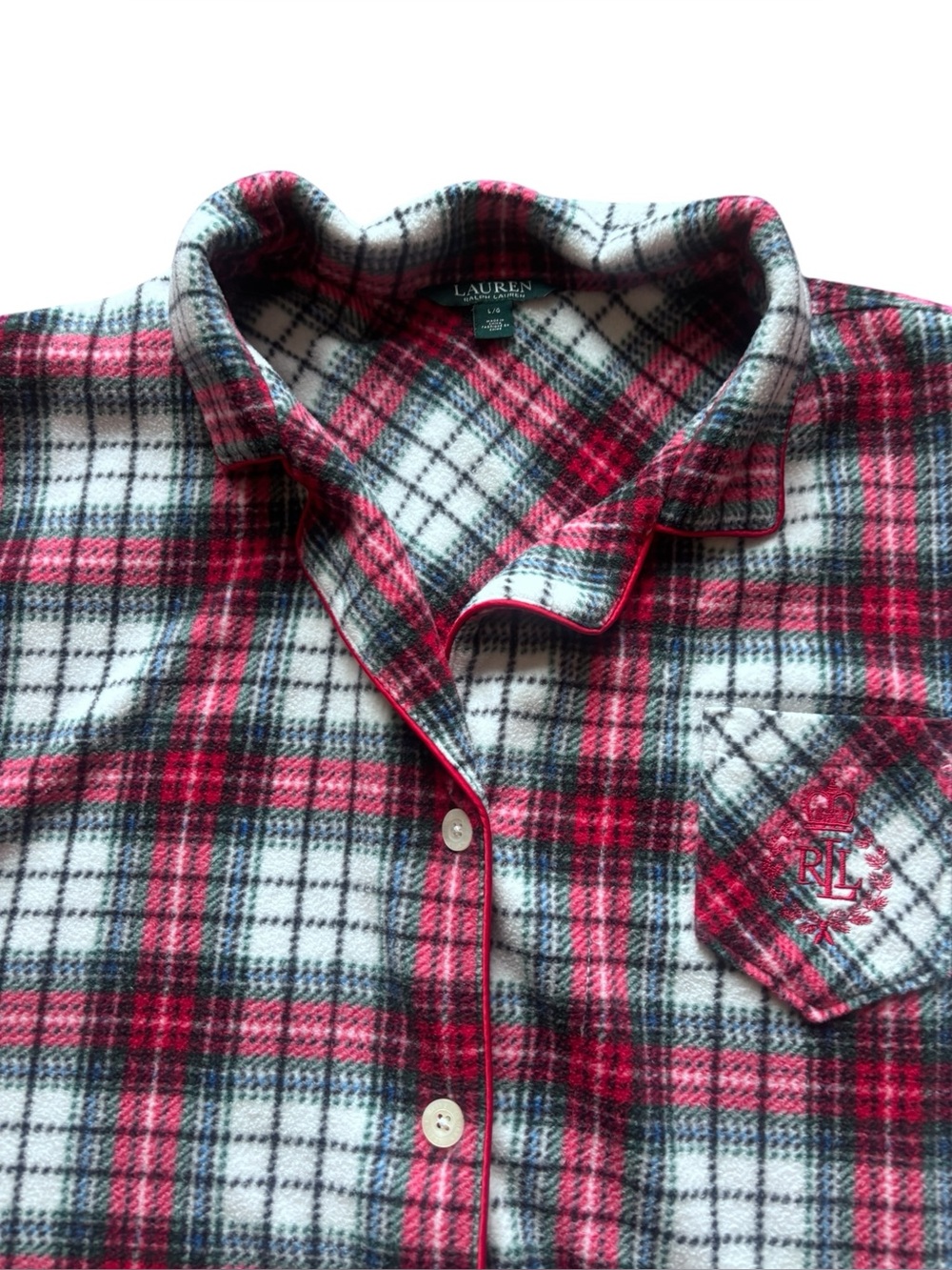Lauren Ralph Lauren Plaid Fleece Pajama Set | Button Front Sleepwear | Women’s